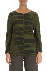 Boxy Khaki Print Silk Viscose Blouse 1