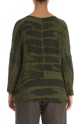 Boxy Khaki Print Silk Viscose Blouse 2