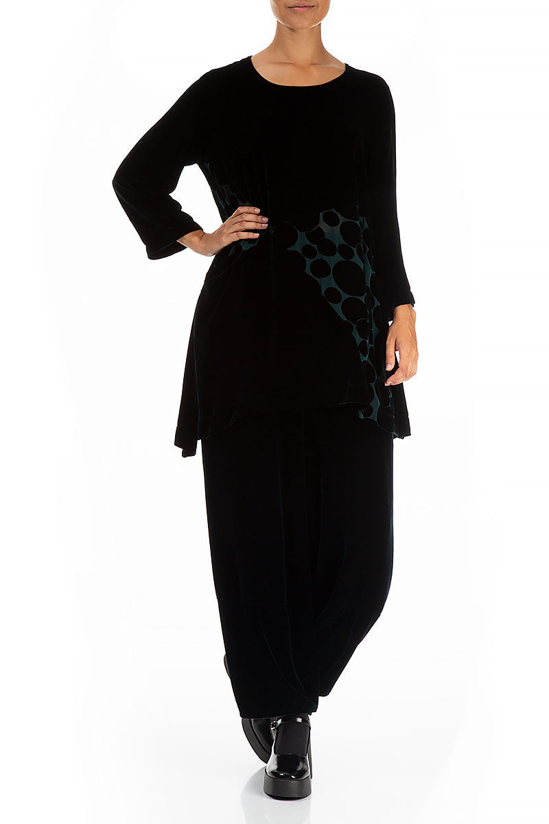 Bubble Pattern Black Silk Velvet Tunic