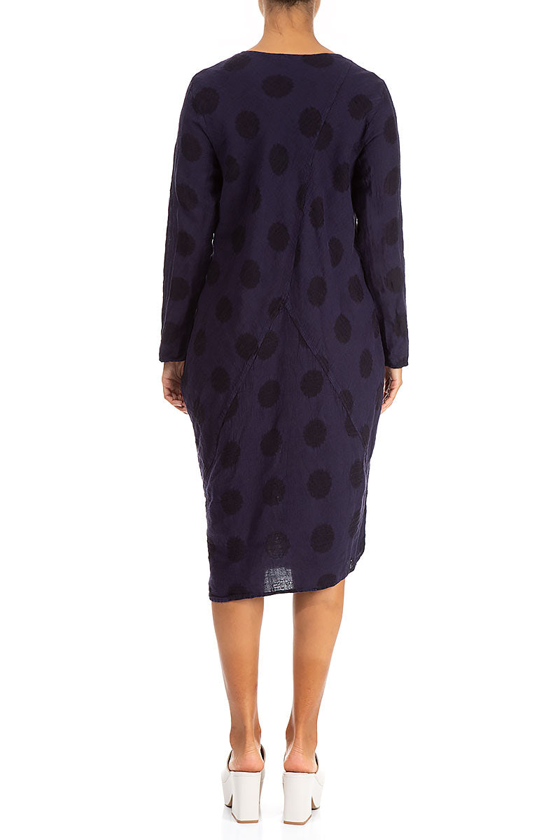 Bubble Pattern Dark Purple Linen Midi Dress