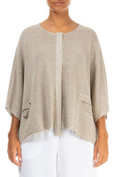Button Band Boxy Natural Linen Cardigan 1