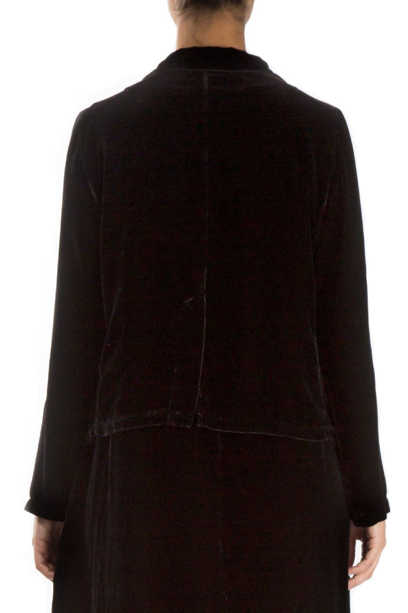 Buttoned Ash Silk Velvet Jacket