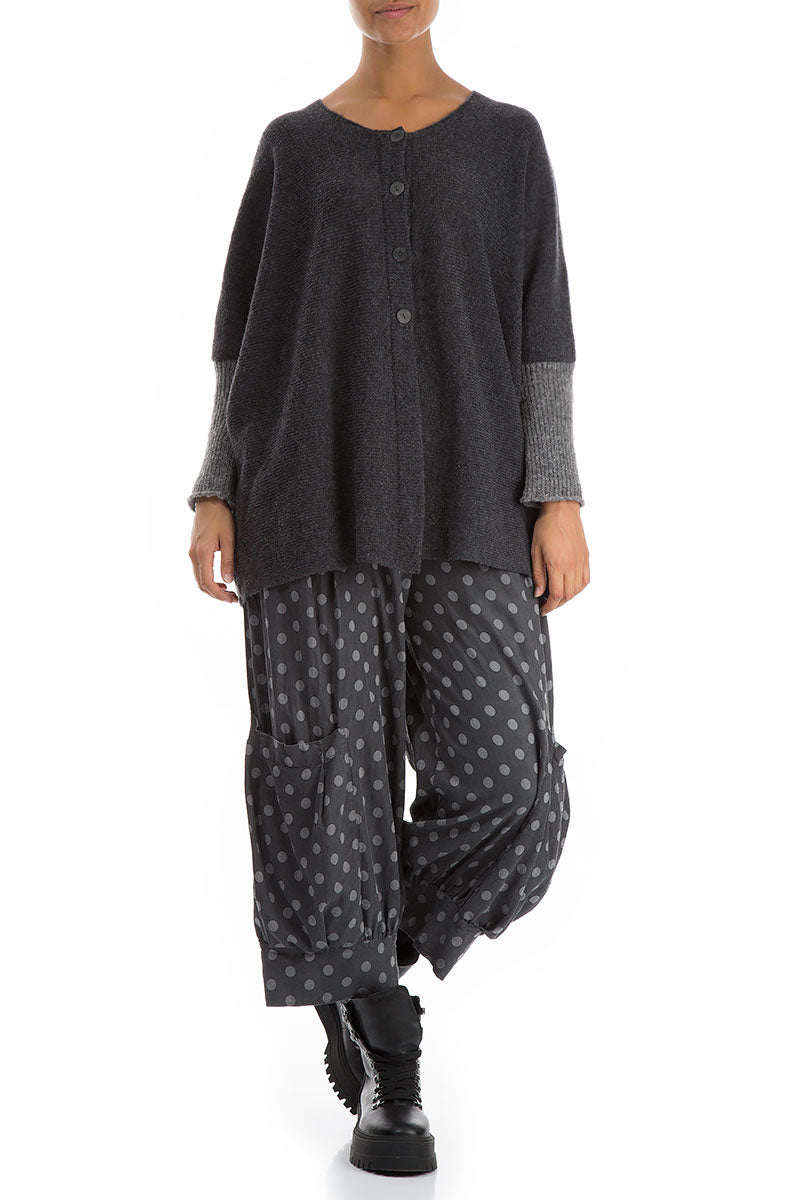 Loose Two Tone Grey Wool Cardigan 4