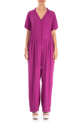 Buttoned Orchid Viscose Jumpsuit 2