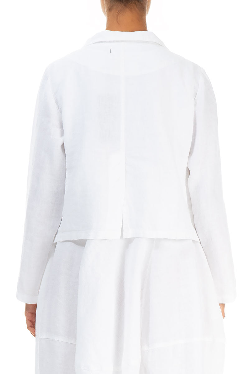 Buttoned White Linen Jacket