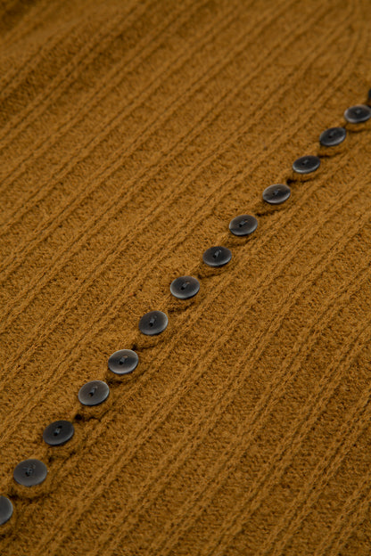Ribbed Mustard Wool Cardigan 5