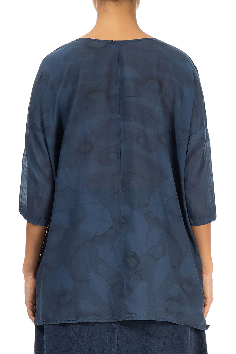 Camomile Denim Blue Silk Cotton Blouse