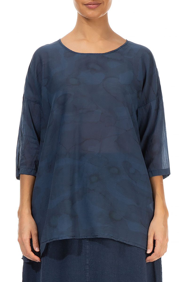 Camomile Denim Blue Silk Cotton Blouse