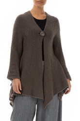 Cedar Brown Flared Wool Cotton Cardigan 3