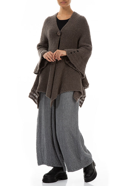 Cedar Brown Flared Wool Cotton Cardigan 5