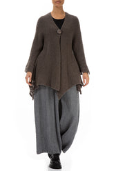 Cedar Brown Flared Wool Cotton Cardigan 4