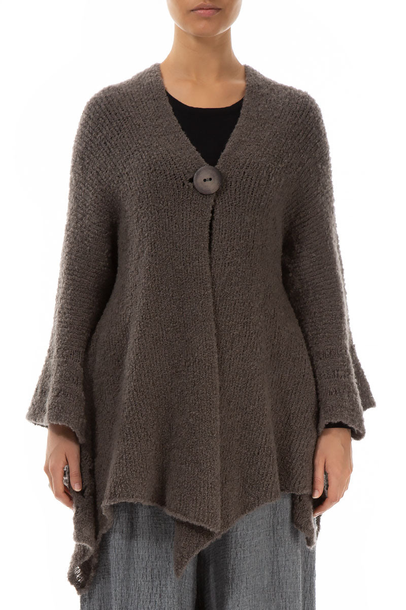 Cedar Brown Flared Wool Cotton Cardigan 1