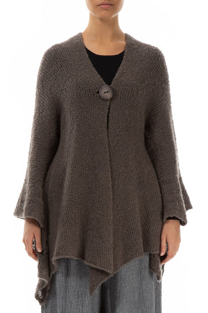 Cedar Brown Flared Wool Cotton Cardigan 1