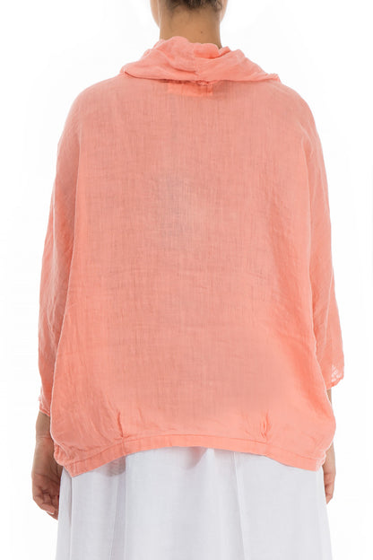 Cowl Neck Coral Linen Blouse 2