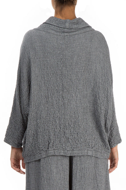 Cowl Neck Grey Wool Blouse