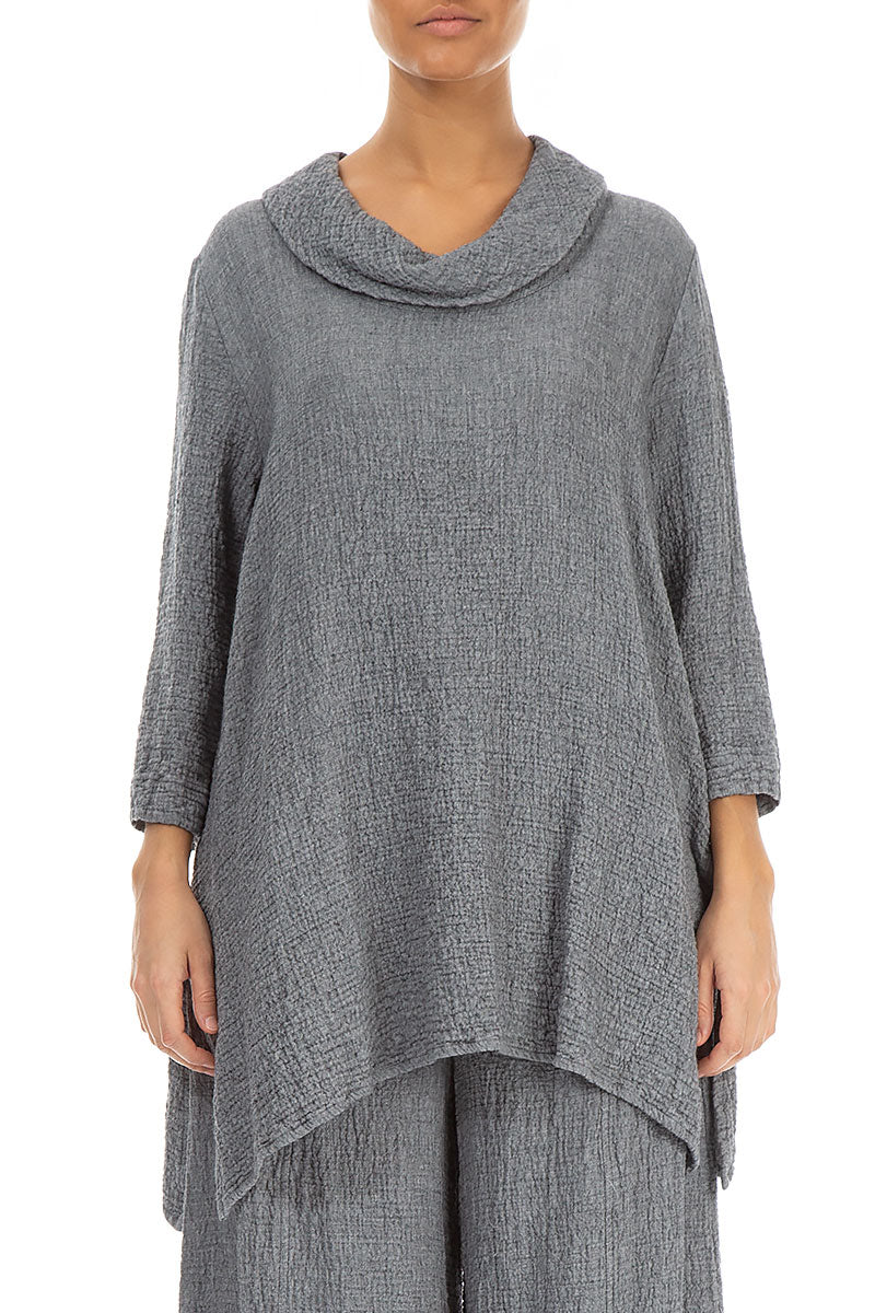 Cowl Neck Grey Wool Tunic