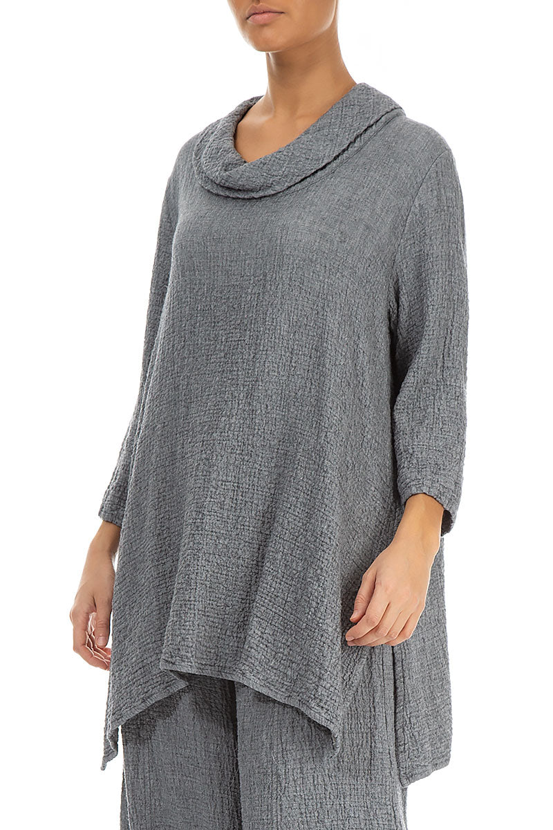 Cowl Neck Grey Wool Tunic