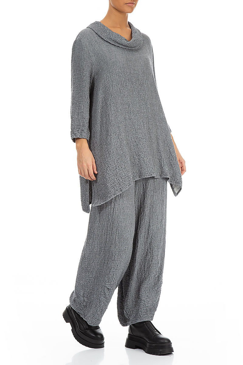 Cowl Neck Grey Wool Tunic