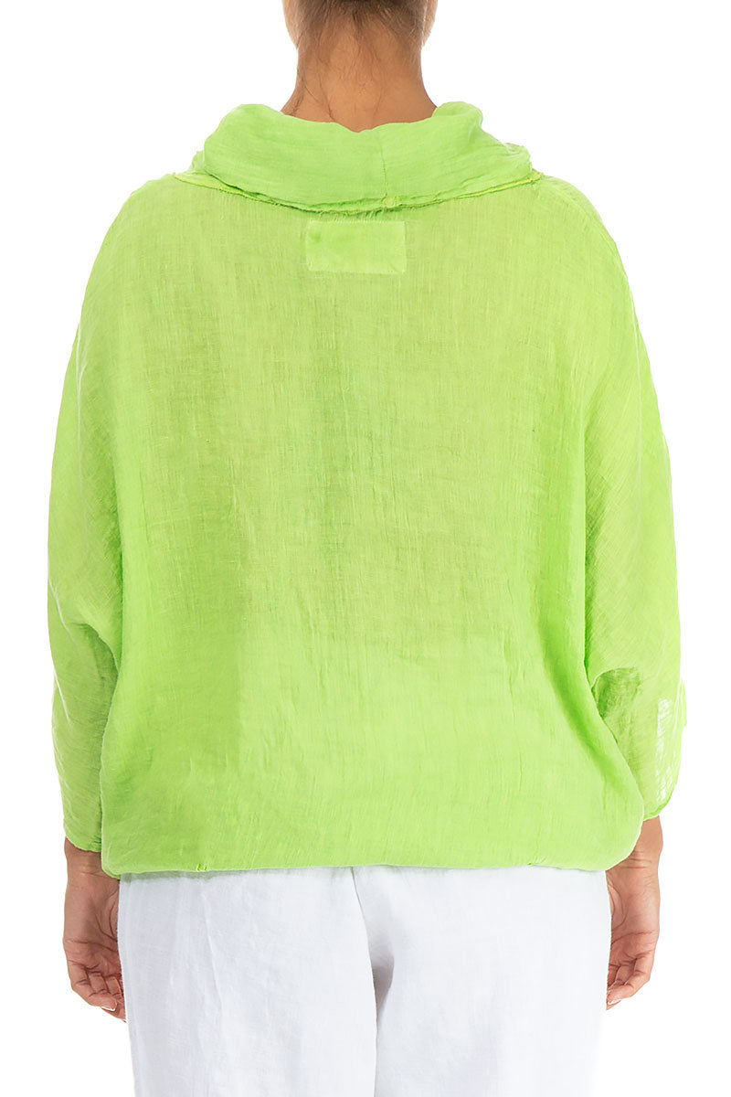 Cowl Neck Lime Linen Blouse 2