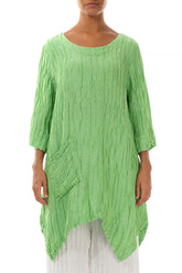 Crinkled Lime Green Silk Linen Tunic 1
