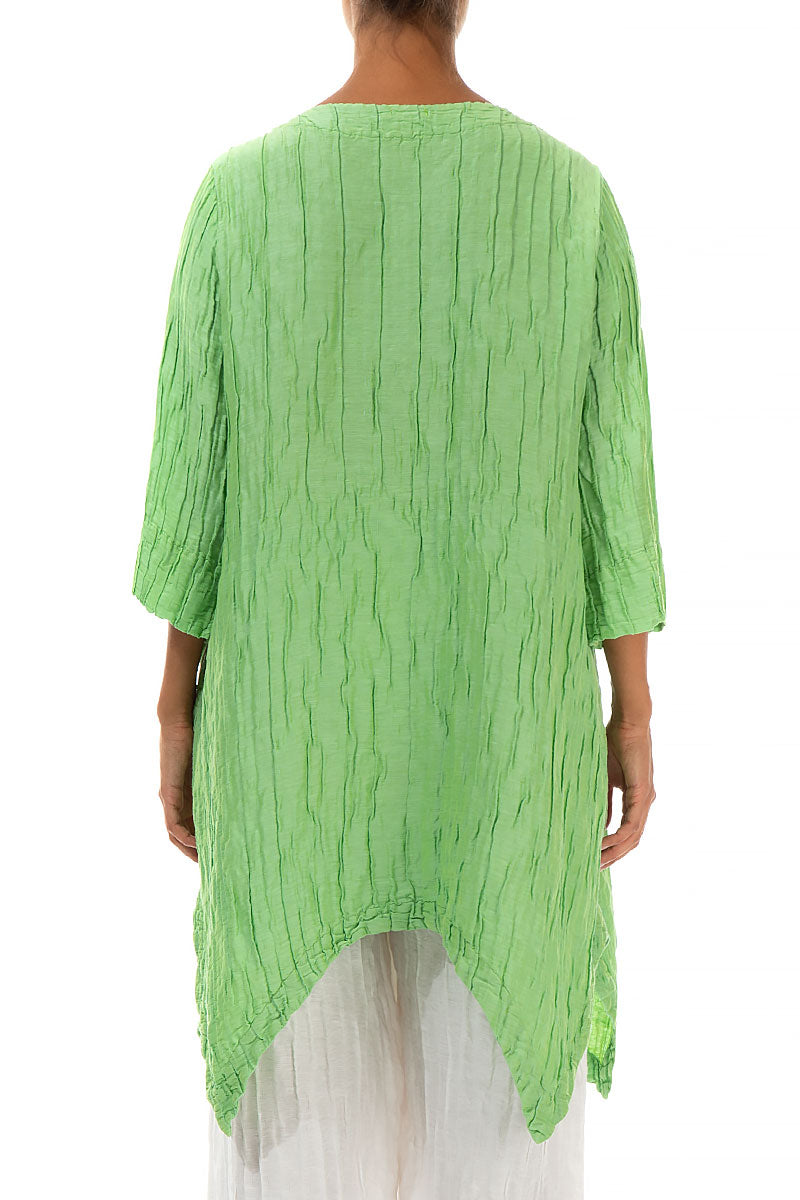 Crinkled Lime Green Silk Linen Tunic 2