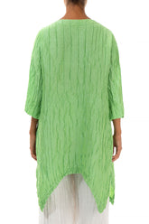 Crinkled Lime Green Silk Linen Tunic 2