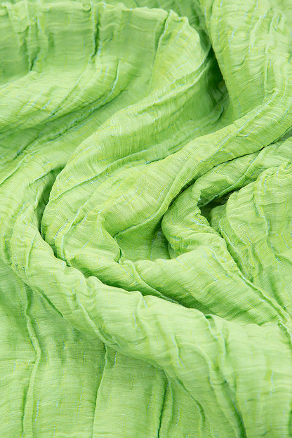 Crinkled Lime Green Silk Linen Tunic 5