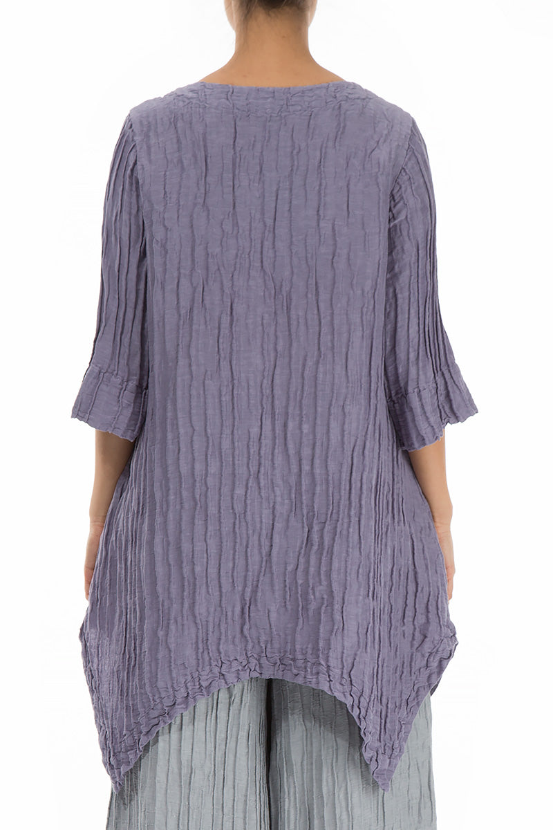 Crinkled Violet Silk Linen Tunic 2
