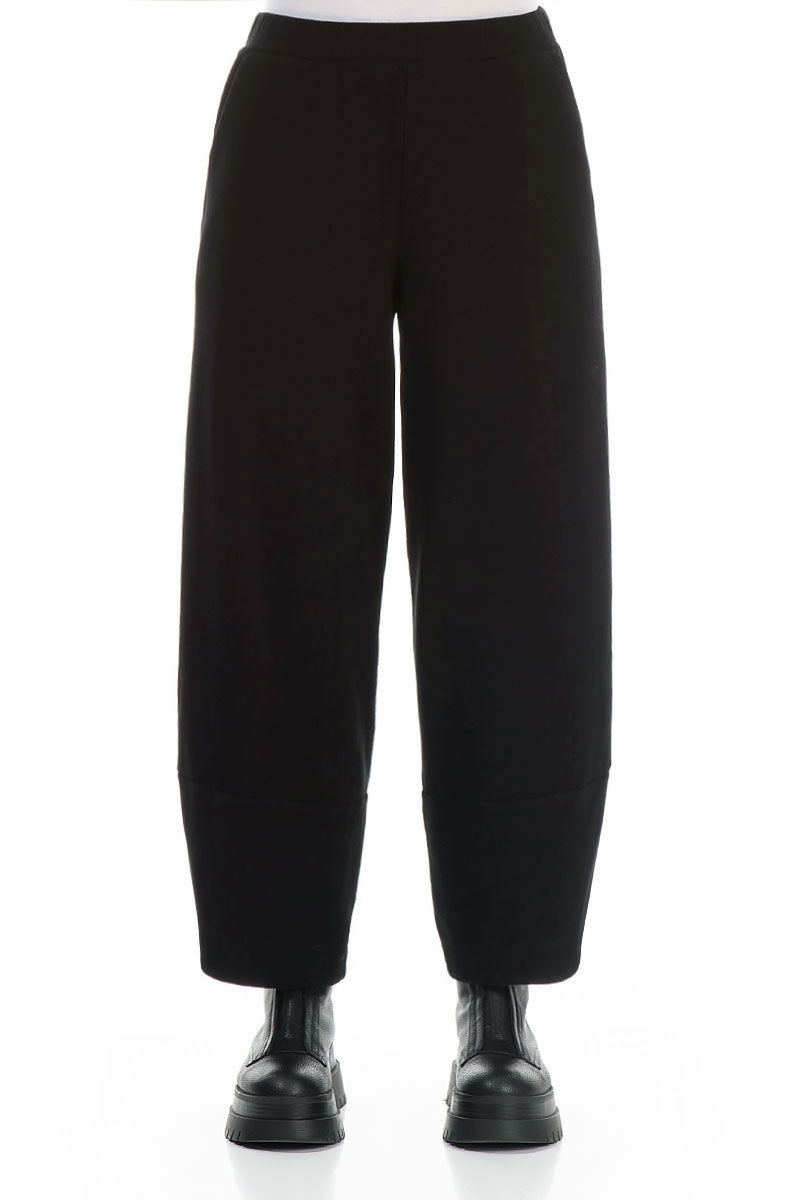 Cropped Black Cotton Jersey Trousers
