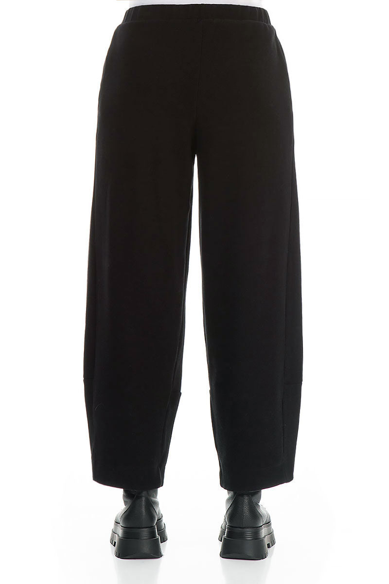 Cropped Black Cotton Jersey Trousers