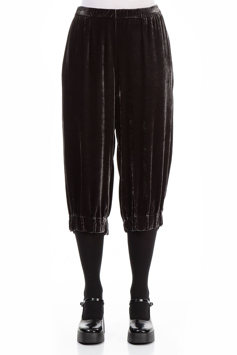 Cropped Iron Silk Velvet Trousers