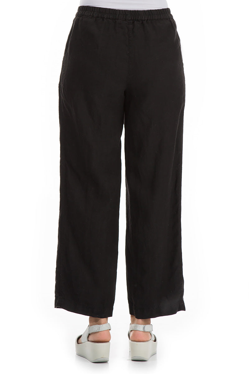 Cropped Black Linen Trousers - GRIZAS | Natural Contemporary Womenswear