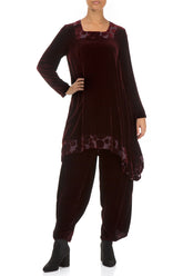 Decorated Devoré Bubbles Burgundy Silk Velvet Tunic 5