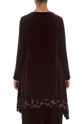 Decorated Devoré Bubbles Burgundy Silk Velvet Tunic 2