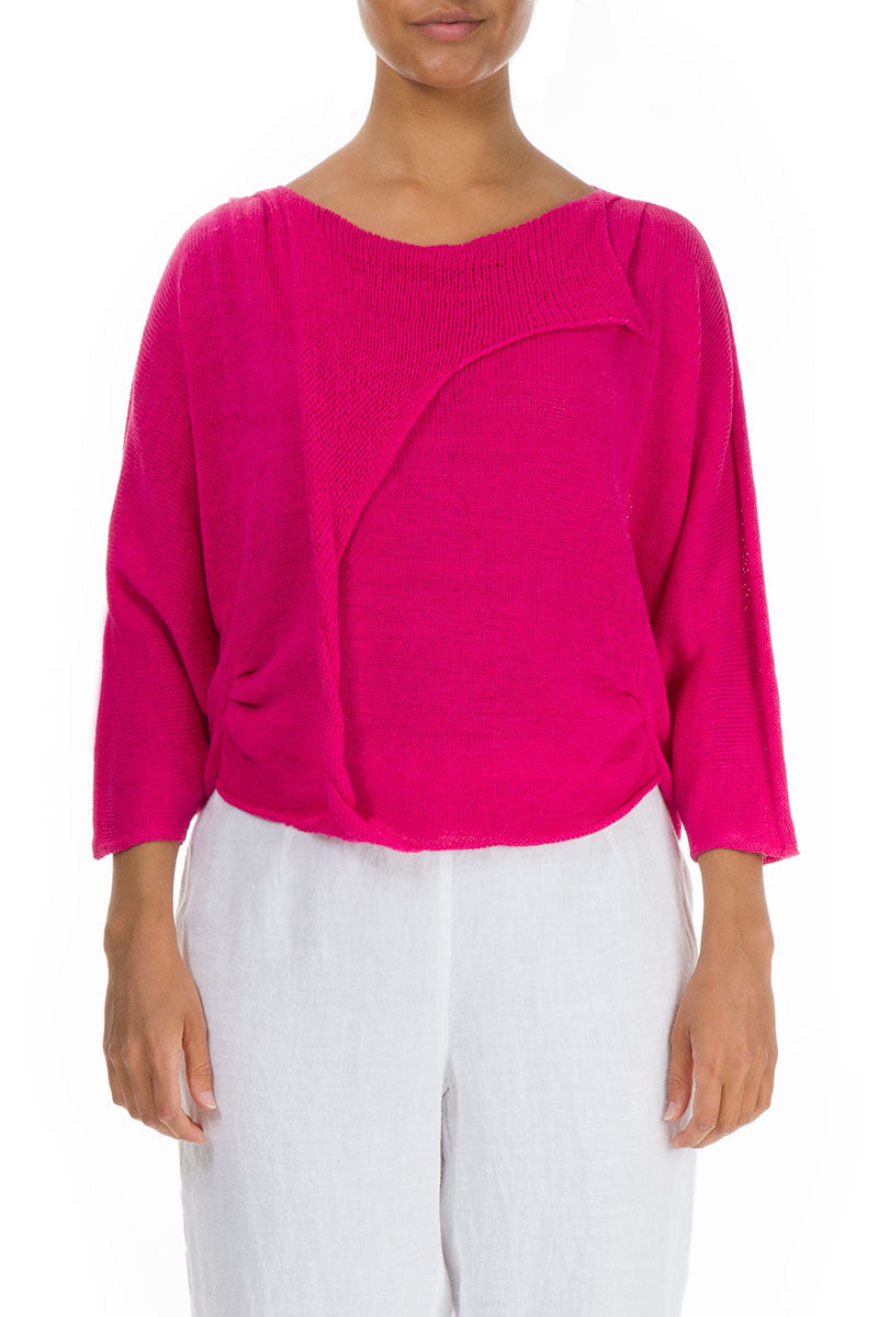 Decorated Front Pink Linen Jumper