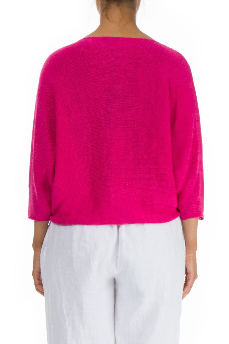Decorated Front Pink Linen Jumper