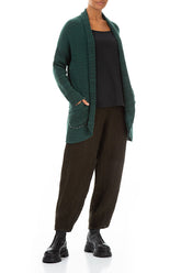 Decorated Pocket Open Green Wool Cardigan 3