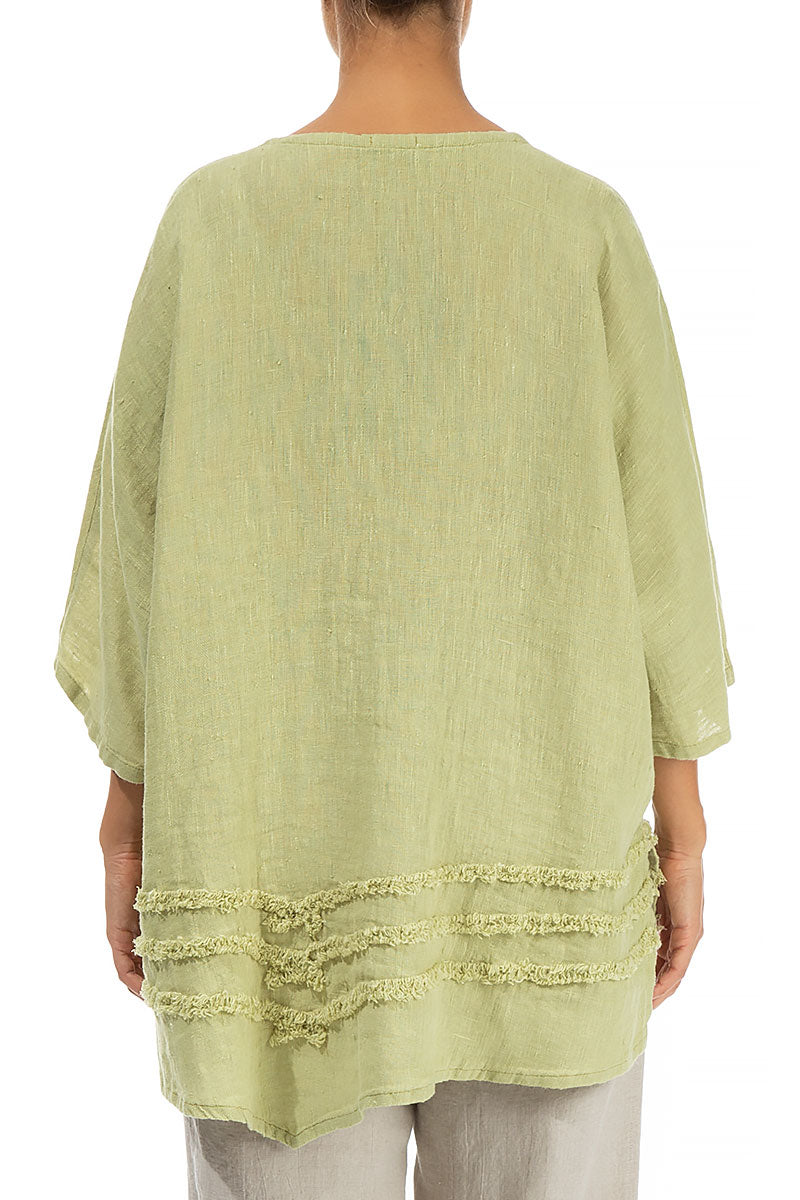Decorated Lime Linen Tunic 2