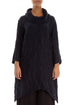 Detachable Collar Crinkled Dark Purple Silk Linen Tunic 1