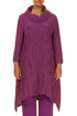 Detachable Collar Crinkled Royal Fuchsia Silk Linen Tunic 1