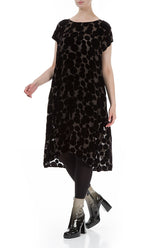 Devoré Bubbles Black Silk Velvet Dress 4