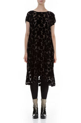 Devoré Bubbles Black Silk Velvet Dress 1