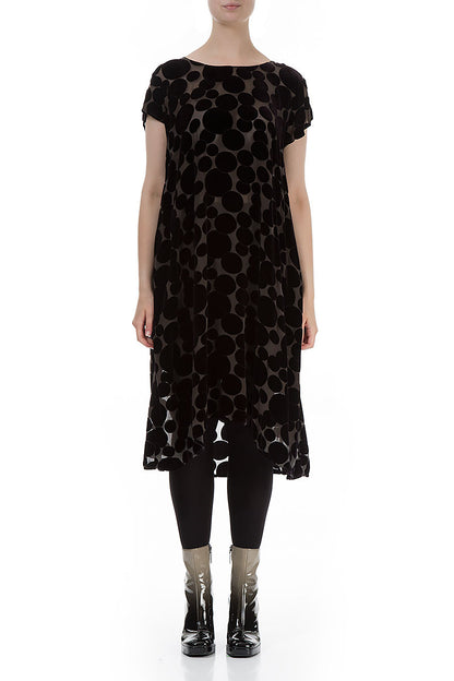 Devoré Bubbles Black Silk Velvet Dress 1