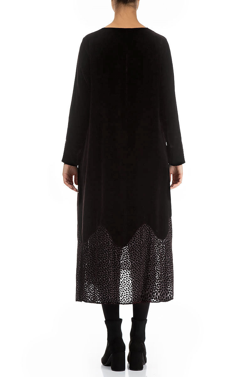 Devoré Dot Hemline Ash Silk Velvet Dress