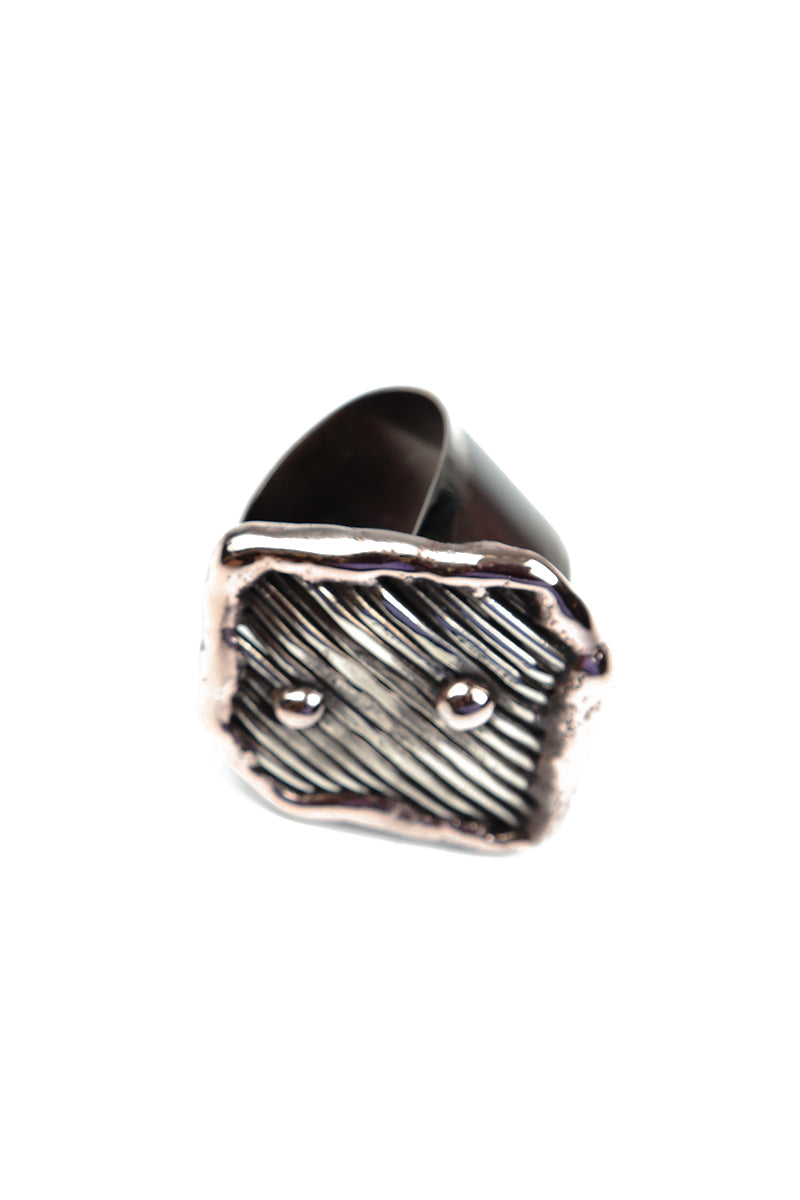 Dots On Stripes Metal Ring