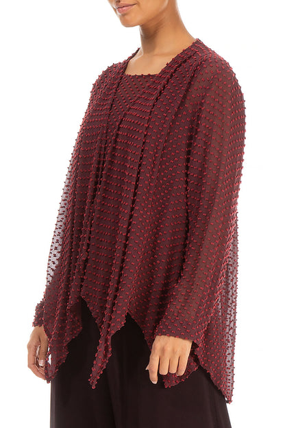 Dotty Burgundy Silk Jacket - Blouse 3