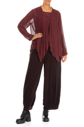 Dotty Burgundy Silk Jacket - Blouse 4