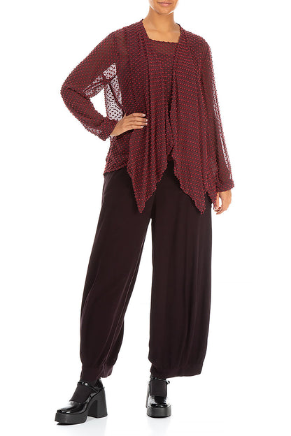 Dotty Burgundy Silk Jacket - Blouse 4