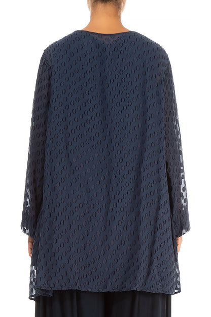 Bubbly Pattern Navy Silk Tunic