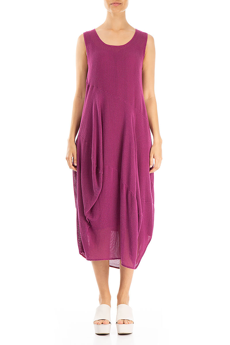 Draped Mesh Orchid Silk Viscose Dress 1